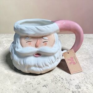 Godinger Santa Claus Figural Mug Pink Winking Christmas Holiday Cocoa Cup